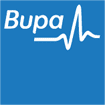 Bupa logo on blue background